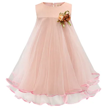 Лято Нови детски облекла памук коноп корейска версия голям подгъв потник пола окото принцеса пола подарък корсаж рокля