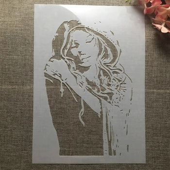 A4 29cm сън момиче жена DIY наслояване шаблони стена живопис скрапбук оцветяване щамповане албум декоративен шаблон
