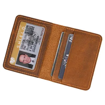 Ретро простота Cardbag мъжки притежател на кредитна карта ръчно изработени кратко ултра тънък тънък преносим луд кон кожа ID покритие торбичка