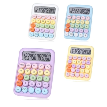 Механичен калкулатор с бутони, 12-цифрен LCD дисплей, големи бутони, лесни за натискане, цветен калкулатор за бонбони