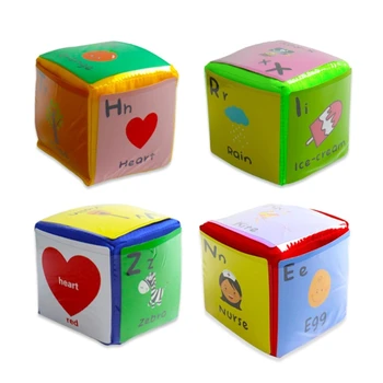 4Pcs Възпроизвеждане на игра зарове с карти, джобен куб за преподаване на дете ранно обучение пяна куб меки стифиране блок най-високо качество