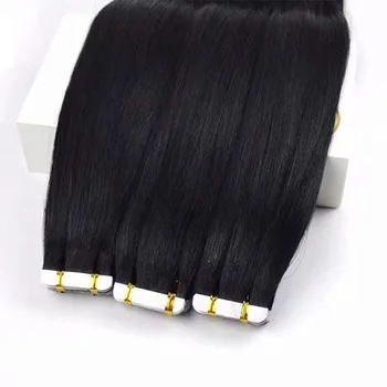 Tape In Human Hair Straight Natural Extensions 16-26 инча 100% Remy Skin Weft лепило лепило за салон Високо качество за жени