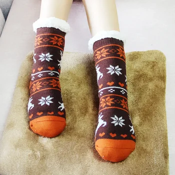 Зимни мъжки и дамски удебелени и руно силиконови неплъзгащи се чорапи за възрастни Вътрешни топли чорапи за крака месец