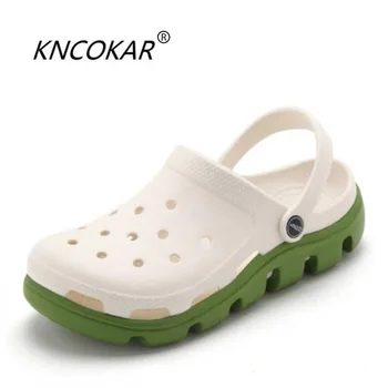 KNCOKAR Новата лятна мода комфорт проста двойка плажни сандали и сандали