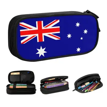 Персонализирани Австралия флаг Kawaii моливи случаи момиче момче голям капацитет австралийски гордост молив торбичка студенти канцеларски материали