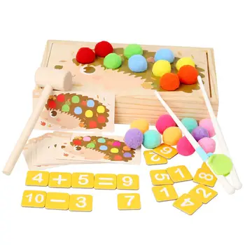 Математически манипулативи, цветово познание и съвпадение на ранното развитие забавно дървено математическо табло за момчета Деца Бебе Детски момичета