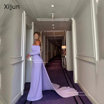 Xijun Елегантни люлякови дълги вечерни рокли Цели ръкави русалка абитуриентски рокли Официален повод Саудитска Арабия Абитуриентски бални рокли за жени